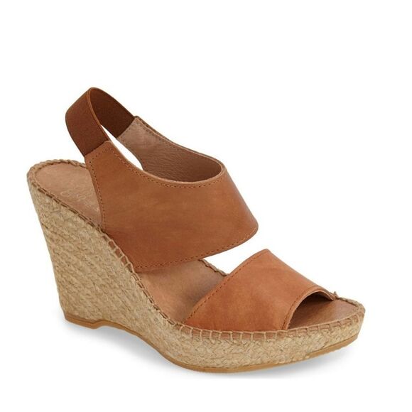 New! ANDRE ASSOUS Reese Leather Wedge Sandals Handmade in Spain Size US 9/EU 39 - Picture 1 of 3